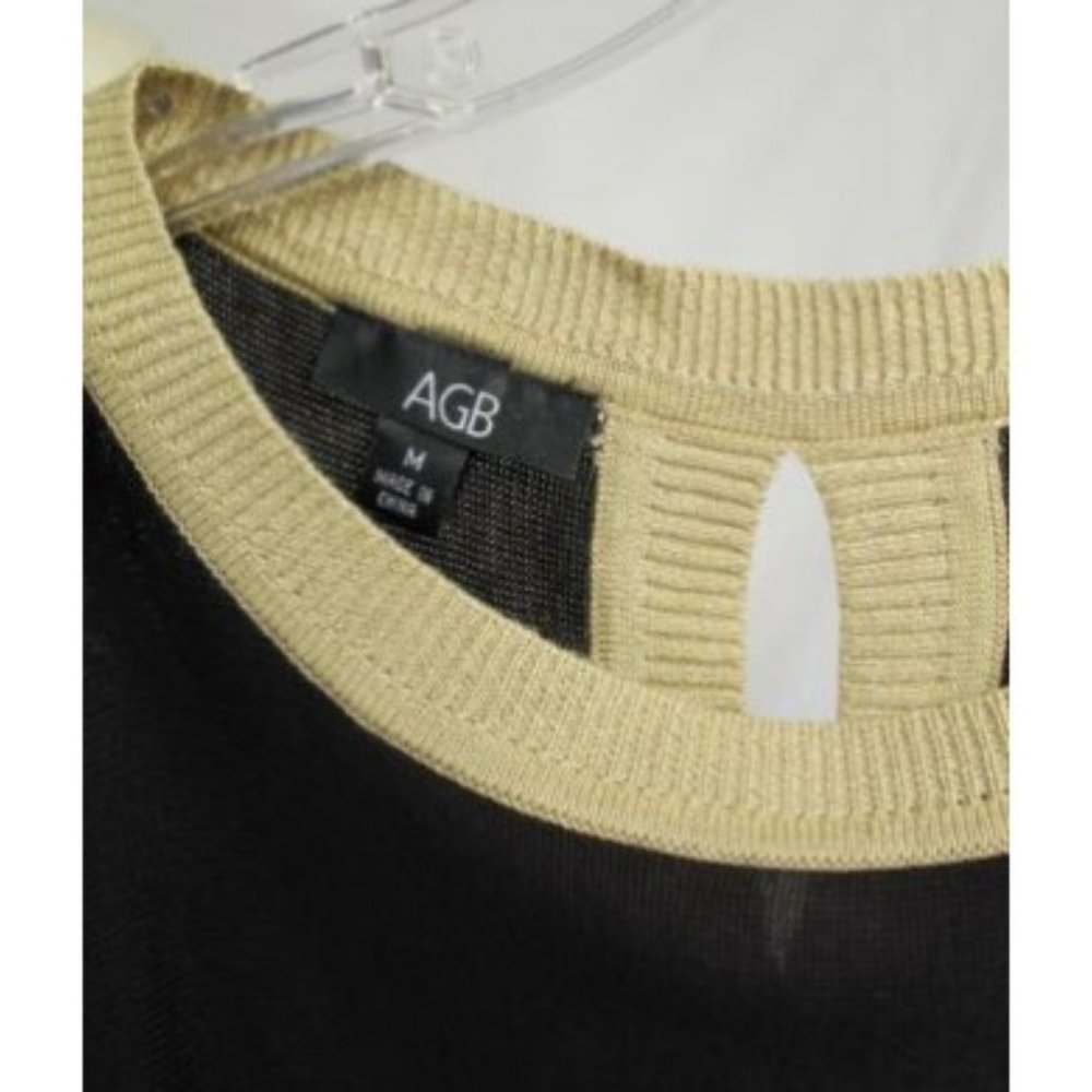 AGB Black Dolman Sleeve Sweater Gold Metallic Sz M - Picture 4 of 4
